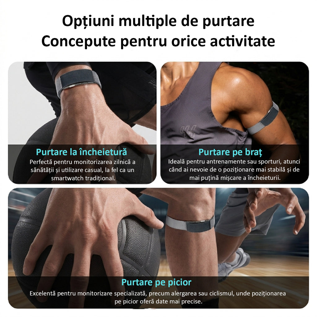 Bratara Fitness, Monitorizare Sanatate 24/7, Ritm Cardiac, Oxigen Sange, ECG, Temperatura, Somn, Moduri Sportive Multiple, Notificari Apeluri, Baterie 20-30 Zile, Rezistenta Apa 1ATM