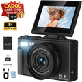 Camera Foto Compacta, 75 MP, Display LCD de 3.0 Inchi, Flip Screen 180°, Zoom 18x, Anti-shake, WIFI, Cu card SD 32G, Focalizare automata, Blit de Incorporat, Compact si Usor, Negru