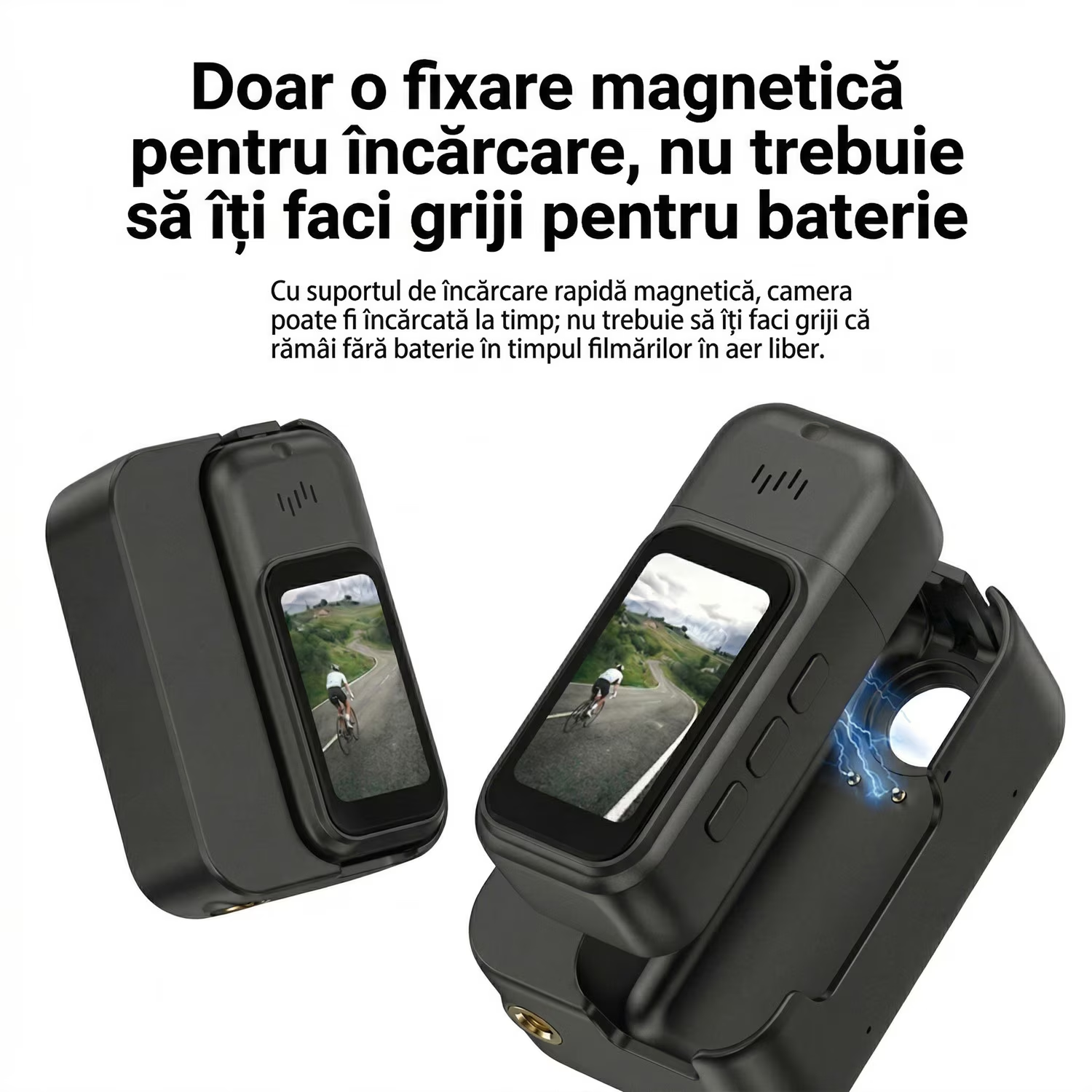 Camera Video Corporala 4K Ultra HD, Rotatie 180°, Autonomie 8h, Waterproof 30m, Ecran HD 1.47”, 256GB, Unghi Larg 120°