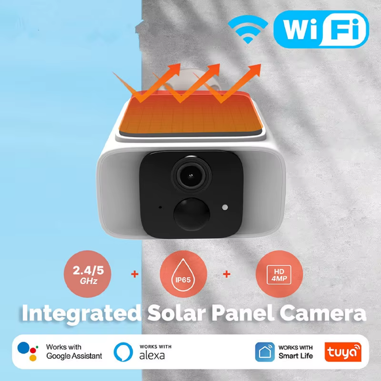 Camera Supraveghere Solara Tuya 4MP, WiFi 5GHz/2.4GHz, Baterie, Full Color Night Vision