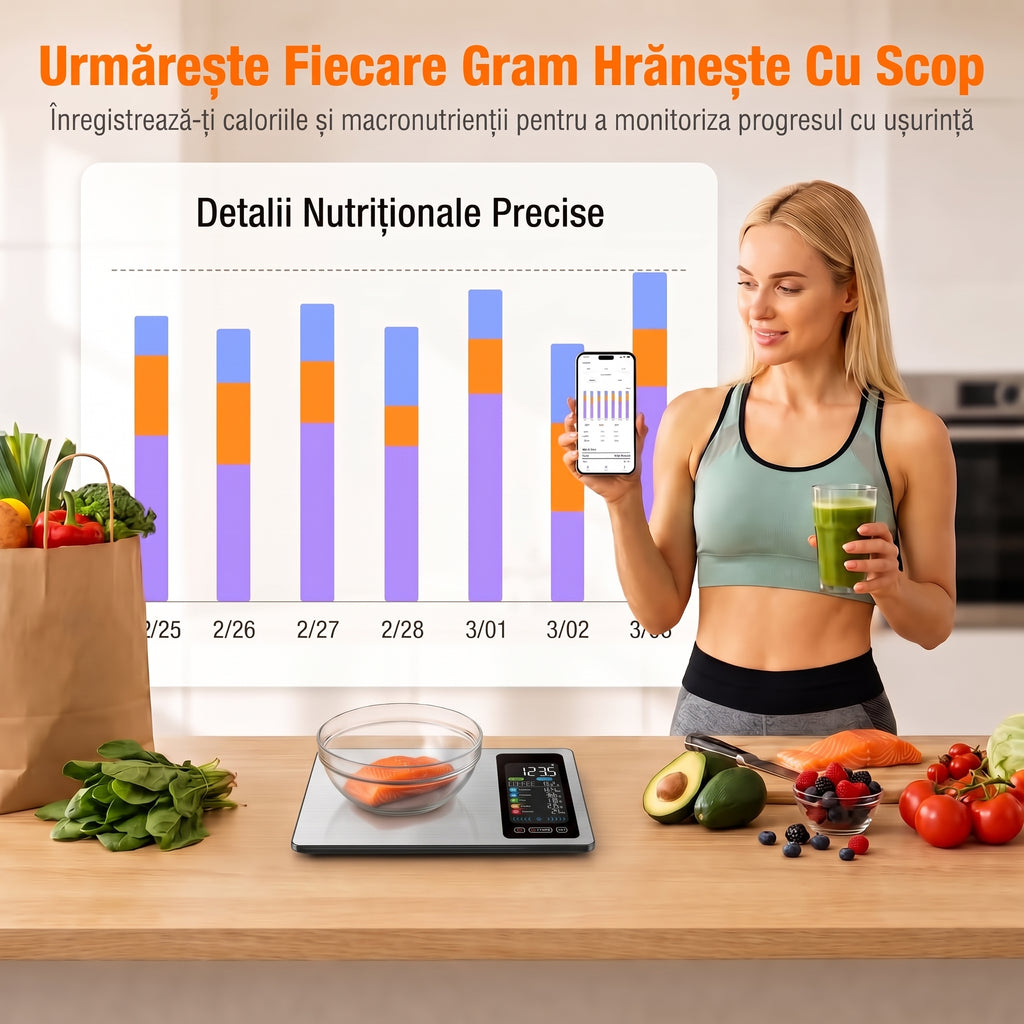 Cântar nutrițional BriskHome - calorii și macronutrienți