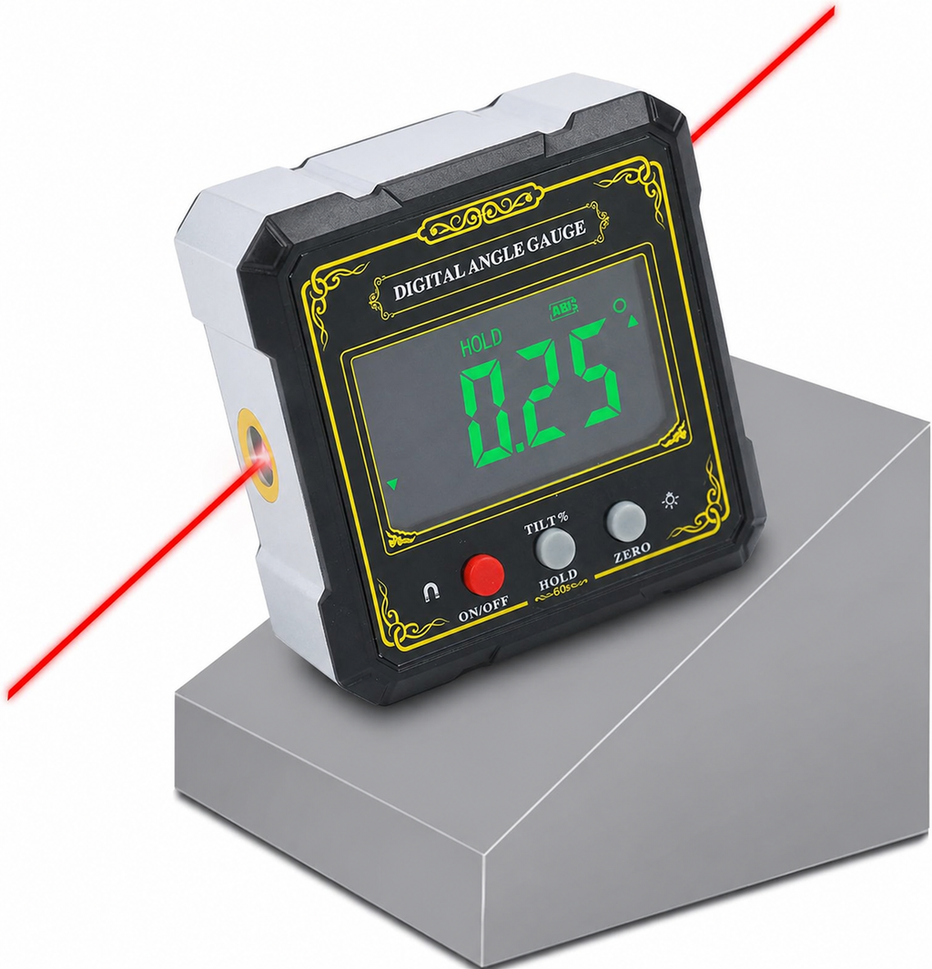 Inclinometru Digital cu Laser, Ecran LCD, Baza Magnetica, Precizie ±0.2°, Masurare Unghiuri 0-360°, pentru Tamplarie, Constructii, Auto